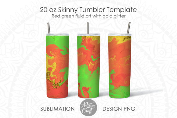 20oz Skinny Tumbler Design Green Red