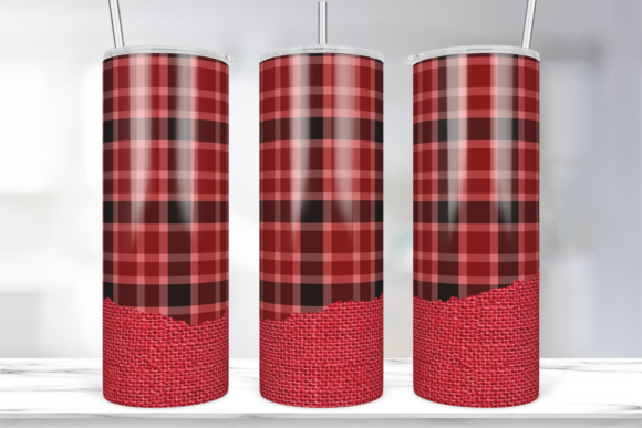 20oz Skinny Tumbler Wrap Red Burlap