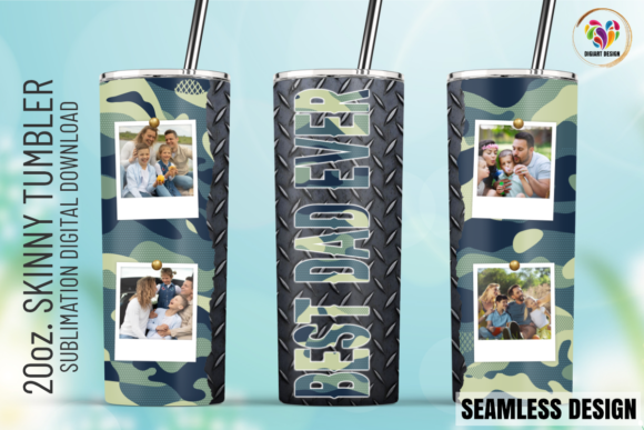 Best Dad Ever Camo Tumbler Wrap