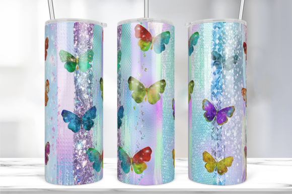 Butterfly Glitter 20 Oz Tumbler