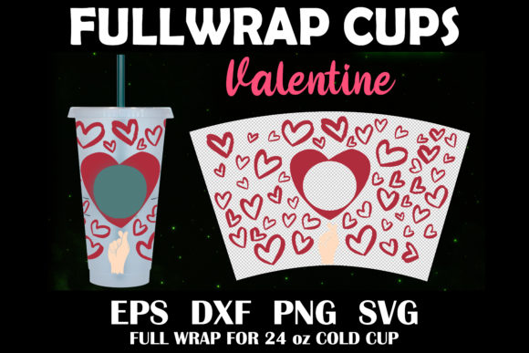 Full Wrap 24 Oz Cold Cup Mini Heart