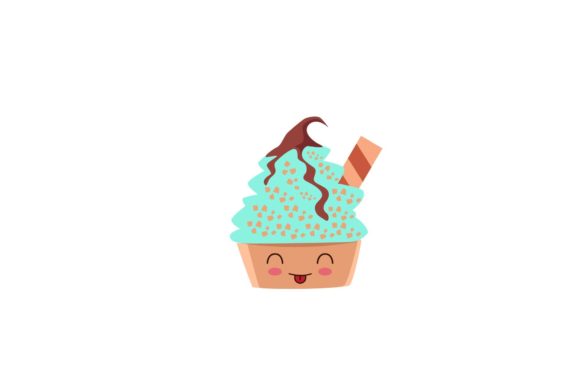 Kawaii Mint Choco Ice Cream Cup Icon