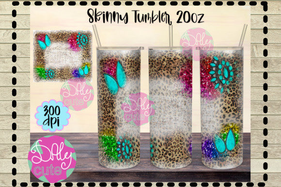 Leopard Turquoise Tumbler 20oz PNG