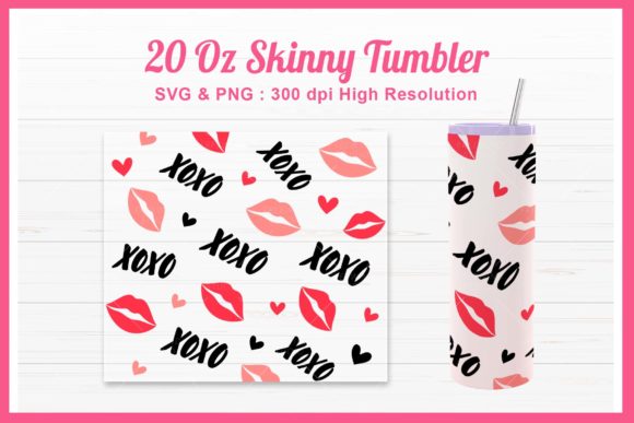 XOXO Lips 20oz Skinny Tumble